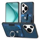 For Huawei Pura 70 Pro+ Retro Skin-feel Ring Card Wallet Phone Case(Blue) - 2