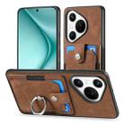 For Huawei Pura 70 Pro+ Retro Skin-feel Ring Card Wallet Phone Case(Brown) - 2