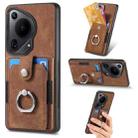 For Huawei Pura 70 Ultra Retro Skin-feel Ring Card Wallet Phone Case(Brown) - 1