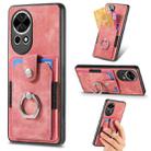 For Huawei Nova 13 Pro Retro Skin-feel Ring Card Wallet Phone Case(Pink) - 1