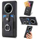 For Huawei Mate 70 Pro+ Retro Skin-feel Ring Card Wallet Phone Case(Black) - 1