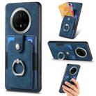 For Huawei Mate 70 Pro+ Retro Skin-feel Ring Card Wallet Phone Case(Blue) - 1