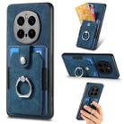 For Honor Magic7 Pro Retro Skin-feel Ring Card Wallet Phone Case(Blue) - 1