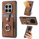 For Honor Magic7 Pro Retro Skin-feel Ring Card Wallet Phone Case(Brown) - 1