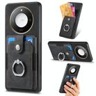 For Honor X60 Retro Skin-feel Ring Card Wallet Phone Case(Black) - 1