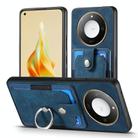 For Honor X60 Retro Skin-feel Ring Card Wallet Phone Case(Blue) - 2