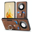 For Honor X60 Retro Skin-feel Ring Card Wallet Phone Case(Brown) - 2