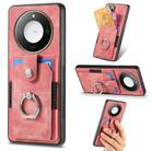 For Honor X60 Retro Skin-feel Ring Card Wallet Phone Case(Pink) - 1
