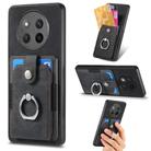 For Honor X60 Pro Retro Skin-feel Ring Card Wallet Phone Case(Black) - 1