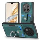 For Honor X60 Pro Retro Skin-feel Ring Card Wallet Phone Case(Green) - 2