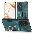 For Honor 200 Retro Skin-feel Ring Card Wallet Phone Case(Green) - 2