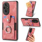 For Honor 200 Retro Skin-feel Ring Card Wallet Phone Case(Pink) - 1