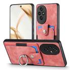 For Honor 200 Retro Skin-feel Ring Card Wallet Phone Case(Pink) - 2