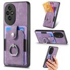 For Honor 200 Pro Retro Skin-feel Ring Card Wallet Phone Case(Purple) - 1