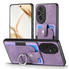 For Honor 200 Pro Retro Skin-feel Ring Card Wallet Phone Case(Purple) - 2