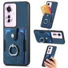 For OPPO Reno11 F 5G Retro Skin-feel Ring Card Wallet Phone Case(Blue) - 1