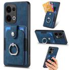 For OPPO Reno13 Retro Skin-feel Ring Card Wallet Phone Case(Blue) - 1