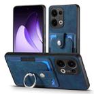 For OPPO Reno13 Retro Skin-feel Ring Card Wallet Phone Case(Blue) - 2