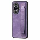 For Huawei nova 11 Retro Wristband Holder Leather Back Phone Case(Purple) - 1