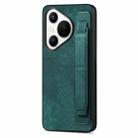 For Huawei Pura 70 Retro Wristband Holder Leather Back Phone Case(Green) - 1