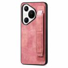 For Huawei Pura 70 Retro Wristband Holder Leather Back Phone Case(Pink) - 1