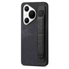 For Huawei Pura 70 Retro Wristband Holder Leather Back Phone Case(Black) - 1