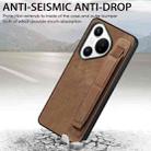 For Huawei Pura 70 Pro Retro Wristband Holder Leather Back Phone Case(Brown) - 3