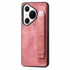 For Huawei Pura 70 Pro+ Retro Wristband Holder Leather Back Phone Case(Pink) - 1