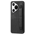 For Huawei Pura 70 Pro+ Retro Wristband Holder Leather Back Phone Case(Black) - 1