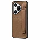 For Huawei Pura 70 Pro+ Retro Wristband Holder Leather Back Phone Case(Brown) - 1