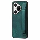 For Huawei Pura 70 Ultra Retro Wristband Holder Leather Back Phone Case(Green) - 1