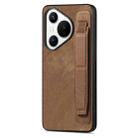 For Huawei Pura 70 Ultra Retro Wristband Holder Leather Back Phone Case(Brown) - 1