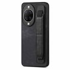 For Huawei nova 14 Ultra Retro Wristband Holder Leather Back Phone Case(Black) - 1