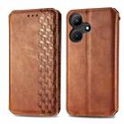 For Infinix Hot 30i Cubic Grid Pressed Magnetic Leather Phone Case(Brown) - 1