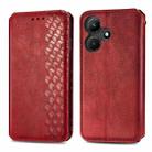 For Infinix Hot 30i Cubic Grid Pressed Magnetic Leather Phone Case(Red) - 1