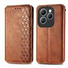 For Infinix Hot 40 Pro Cubic Grid Pressed Magnetic Leather Phone Case(Brown) - 1