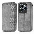 For Infinix Hot 40 Pro Cubic Grid Pressed Magnetic Leather Phone Case(Grey) - 1