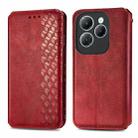 For Infinix Hot 40 Pro Cubic Grid Pressed Magnetic Leather Phone Case(Red) - 1
