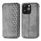 For Infinix Smart 8 Cubic Grid Pressed Magnetic Leather Phone Case(Grey) - 1
