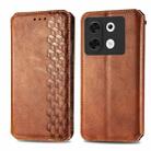 For Infinix Zero 30 5G Cubic Grid Pressed Magnetic Leather Phone Case(Brown) - 1