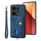 For Xiaomi Redmi Note 13 Pro 4G Retro Card Wallet Fold Leather Phone Case with Strap(Blue) - 2