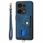 For Xiaomi Redmi Note 13 Pro 4G Retro Card Wallet Fold Leather Phone Case with Strap(Blue) - 3