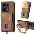 For Xiaomi Redmi Note 13 Pro 4G Retro Card Wallet Fold Leather Phone Case with Strap(Brown) - 1