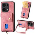 For Xiaomi Redmi Note 13 Pro 4G Retro Card Wallet Fold Leather Phone Case with Strap(Pink) - 1