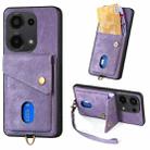 For Xiaomi Redmi Note 13 Pro 4G Retro Card Wallet Fold Leather Phone Case with Strap(Purple) - 1