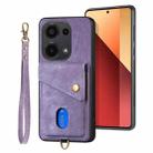 For Xiaomi Redmi Note 13 Pro 4G Retro Card Wallet Fold Leather Phone Case with Strap(Purple) - 2