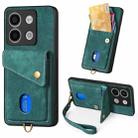 For Xiaomi Redmi Note 13 4G Retro Card Wallet Fold Leather Phone Case with Strap(Green) - 1