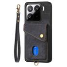 For Xiaomi 15 Retro Card Wallet Fold Leather Phone Case with Strap(Black) - 2