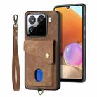 For Xiaomi 15 Retro Card Wallet Fold Leather Phone Case with Strap(Brown) - 1