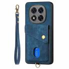 For Xiaomi Redmi Note 14 Pro+ 5G Retro Card Wallet Fold Leather Phone Case with Strap(Blue) - 2